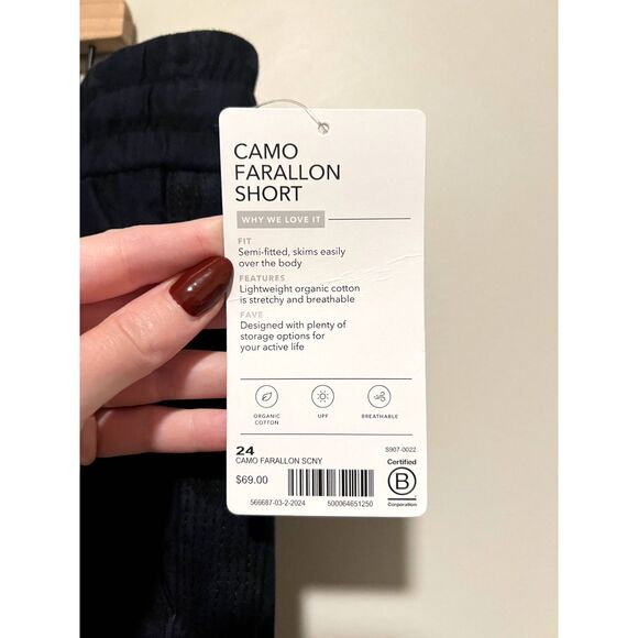 NWT Athleta Camo Farallon Shorts Drawstring Pull On Navy Blue Plus Size 24 - Picture 5 of 14